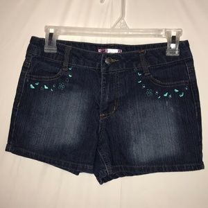 Pink Angel Butterfly Blue Jean Shorts Size 14